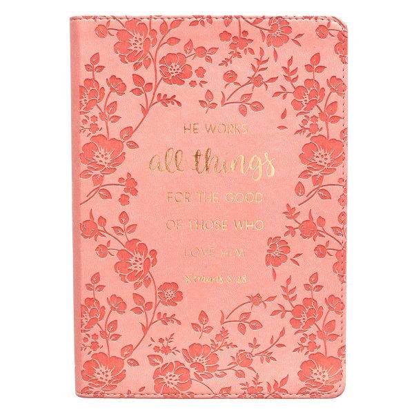 All Things For The Good Pink LuxLeather Journal - Romans 8:28