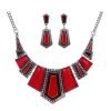 YAZILIND Red Bib Necklace & Earrings Set