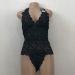 Oh La La Cherie-8014X-Halter Lace Teddy-Black-QS