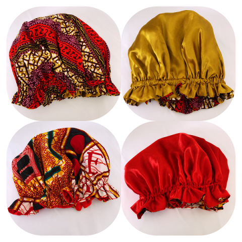 African Print Satin Bonnet
