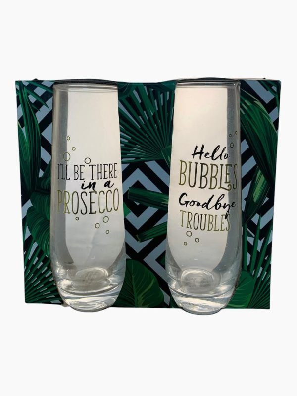 2pcs Glass Flutes Prosecco Bubbies