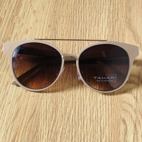 Tahari Beige And Gold Women Sunglasses