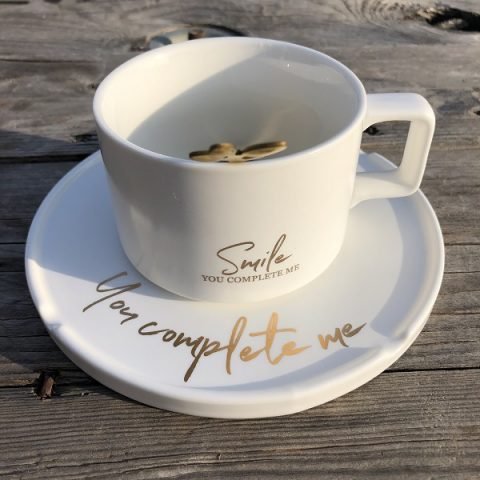 Life Ceramic Mug w. Saucer & Spoon