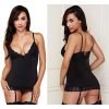 Baci-3162-Lace Chemise And Panty Set W. Garters Black