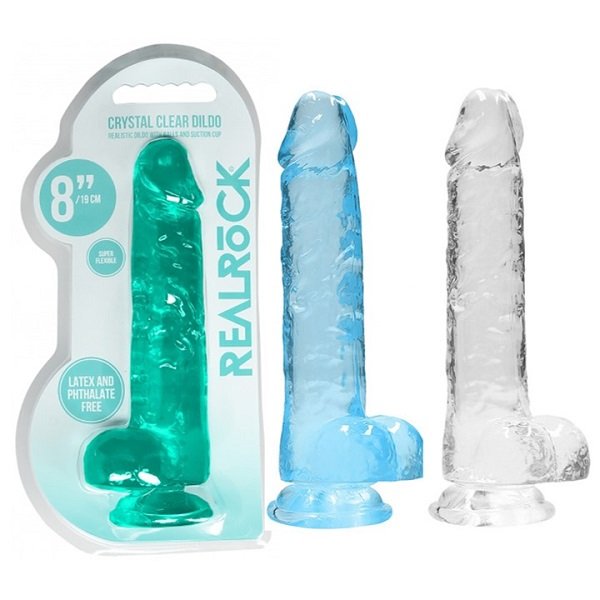 RealRock 8 Inch Crystal Clear Realistic Dildo With Balls