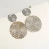 Round Decor Drop Earrings -Silver