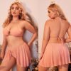 3pack Plus Plain Cut-out Lingerie Set-S120-1XL