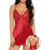 Women's Sleeveless Short Night Dress Set- Red