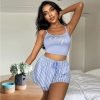 Ladies Casual Pajamas Lounge Wear Set-Purple