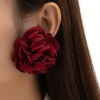 Fashionable Vintage Cloth 3d Burnt Edge Rose Stud Earrings