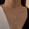 Cross Charm Y Lariat Necklace Copper Jewelry