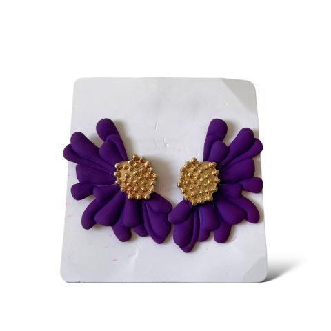 Flower Stud Earrings Purple