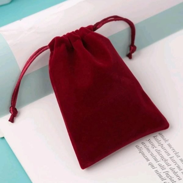 Plush Burgundy Drawstring Jewelry Storage Bag-Small