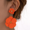 Metallic Fashionable Sweet Floral And Petal Shaped Earrings Orange