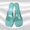 Women Fashion High Heel Clear Top Green Size 39