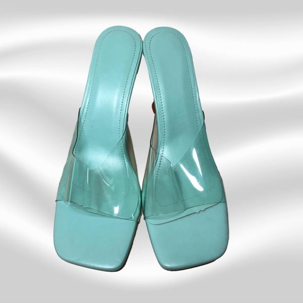 Women Fashion High Heel Clear Top Green Size 39