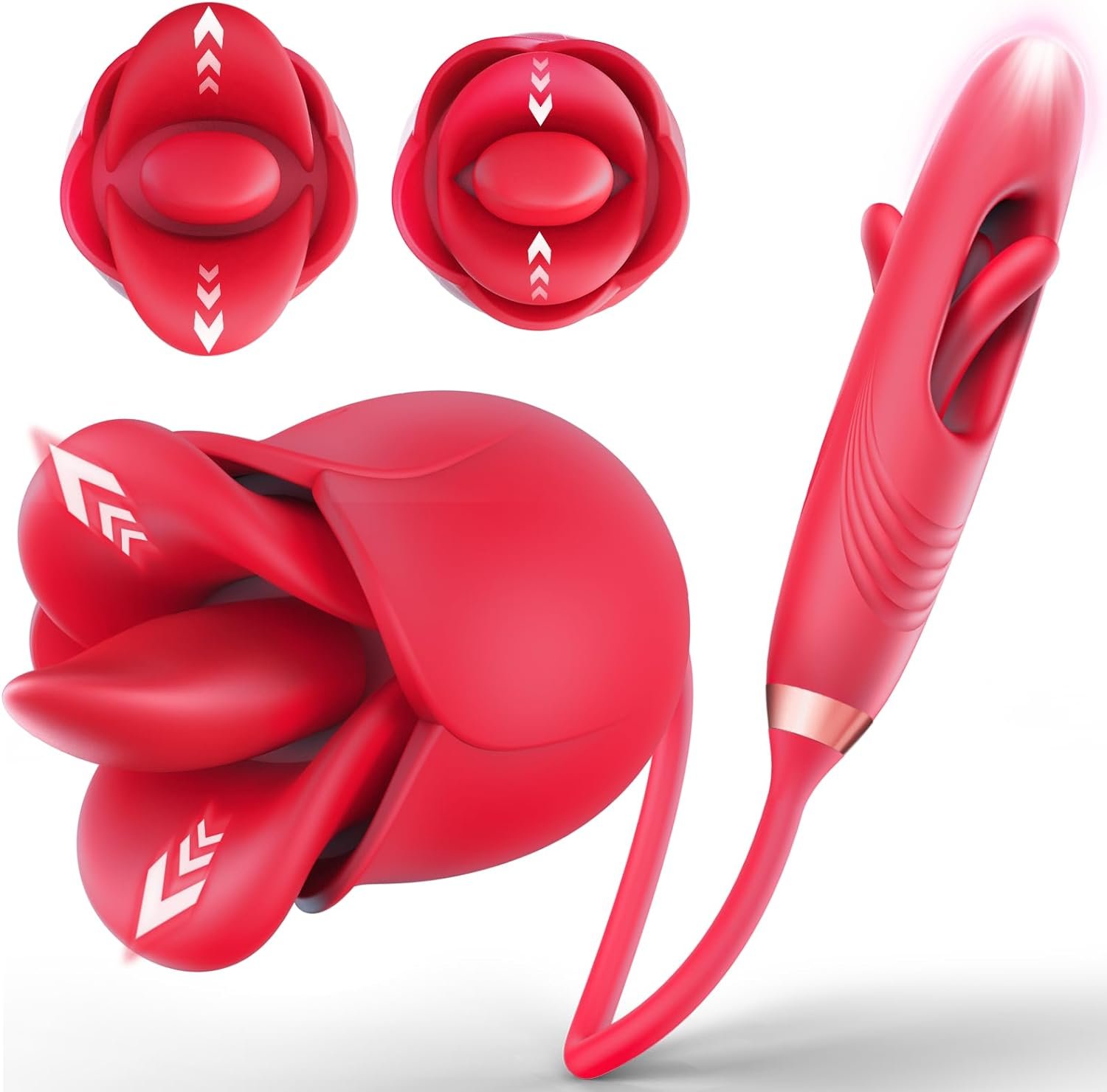 4-in-1 Mouth-Shaped Rose With Flapping Dildo