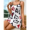 Heart Print Lettuce Trim Pajama Nightdress