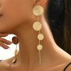 Gold Tassel Round Disc Earrings