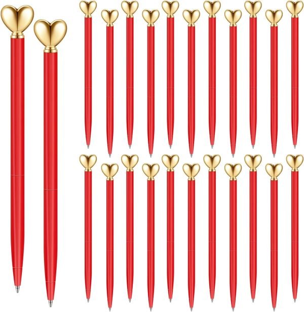Retractable Heart Shaped Pen Red