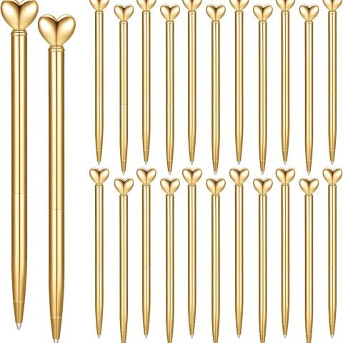 Retractable Heart Shaped Pen Gold