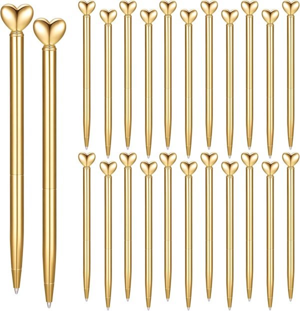 Retractable Heart Shaped Pen Gold