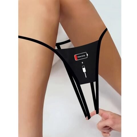Printed Crotchless Thong Please Charge