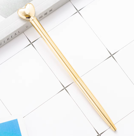 Retractable Heart Shaped Pen Gold