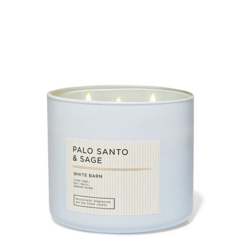 BBW Palo Santo & Sage White Barn 3 Wick Candle 14.5 oz