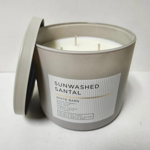 BBW Sunwashed Santal White Barn 3 Wick Candle 14.5 oz