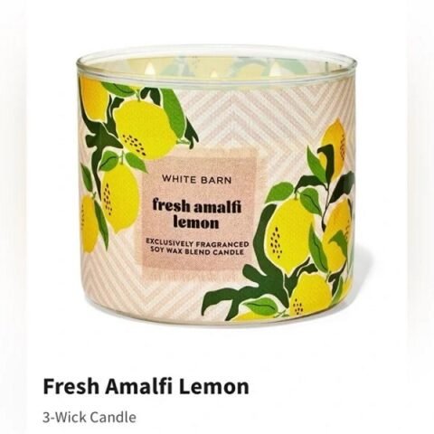 BBW Fresh Amalfi Lemon White Barn 3 Wick Candle 14.5 oz