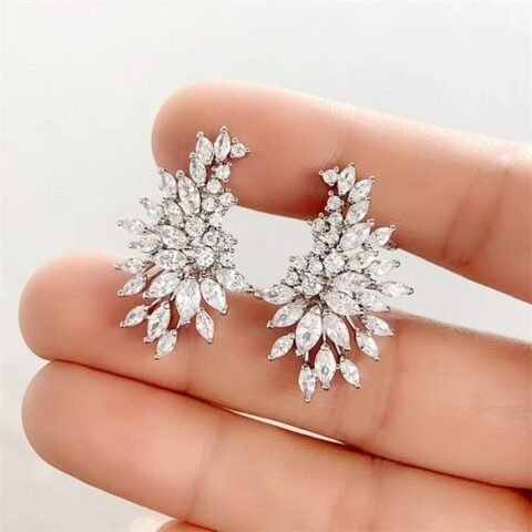 Silver Leaf Bridal Earrings