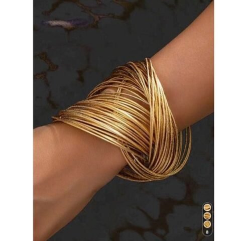 Matte Gold Tone Coil Bangle Bracelet