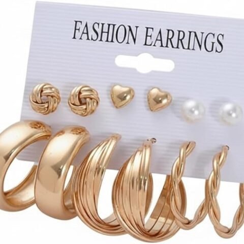 Faux Pearl & Heart Decor Earrings Set