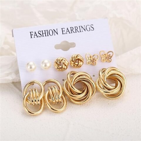 Pearl Gold Piercing Earring Set