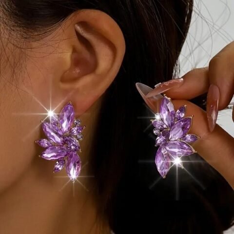 Marquise Stud Earring -Purple
